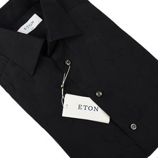 ETON Men Black FLORAL JACQUARD SLIM FIT Spread Collar Cotton Dress Shirt 15 NWT