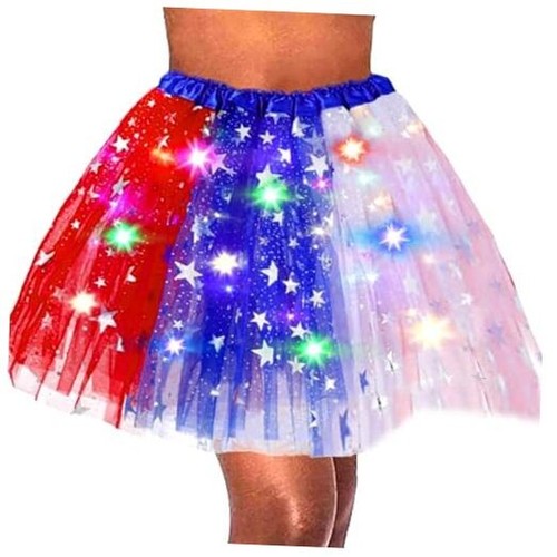 Light Up Tutu Skirt Rave Ballet Dance Skirts Led Costume Dress for One Size Rwb