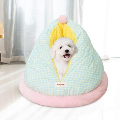 Halbgeschlossenes Katzenbett rutschfester Boden Plüschhöhle für Kaninchen Indoor Igel