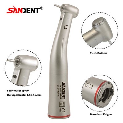 Dental 1:5 Increasing LED Fiber Optic Contra Angle Low Speed Handpiece Red CE