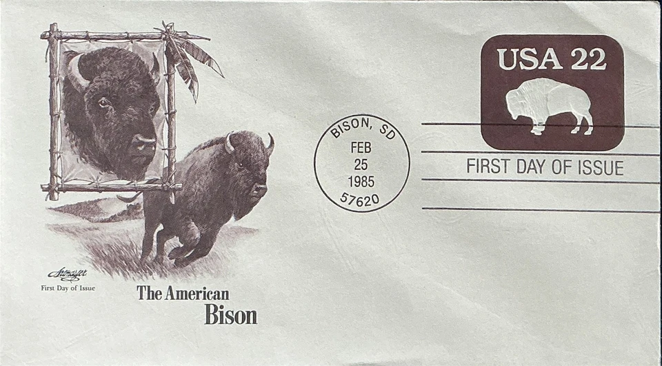 Artmaster U608 The American Bison Bison South Dakota Envelope - Image 1 of 1