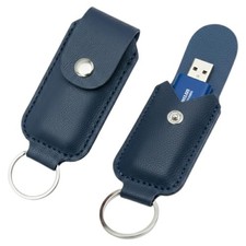 2-Pack PU Leather USB Flash Drive Case with Keychain, Anti-Lost Thumb Drive H...