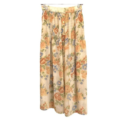 #ad Vintage 90s Express Compagnie Intl Floral Button Maxi Skirt Cottagecore Boho $43.73