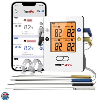TP25 650FT Wireless Meat Thermometer with 4 Probes, Bluetooth Meat Thermomete...