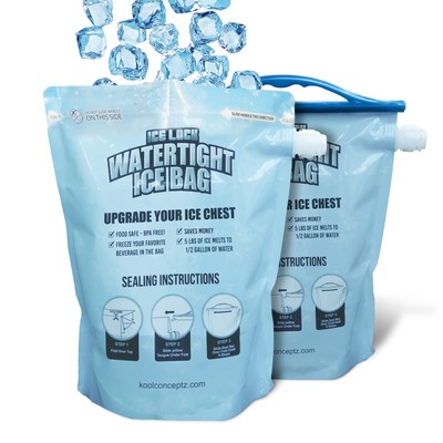 2 Large Leakproof Ice Bags. The original reusable Ice Pack for Coolers - Drop...