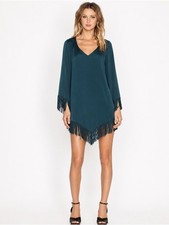 Show Me Your Mumu Rodeo Fringe Trip Mini Dress Teal Size S | Western Festival