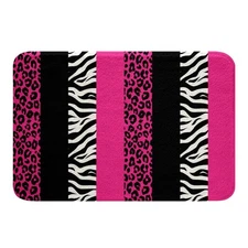 Rose Pink Black Bathroom Rugs 16"x24" Leopard Bath Mats for Teens Adults Chee...