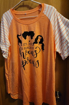 Halloween Hocus Pocus T-Shirt/Night Shirt Orange, Black & White Women Plus 3x
