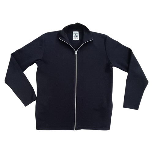 SNS HERNING Blue 100% Merino Wool Knit Zip-Up Fisherman Jumper Jacket Mens Large