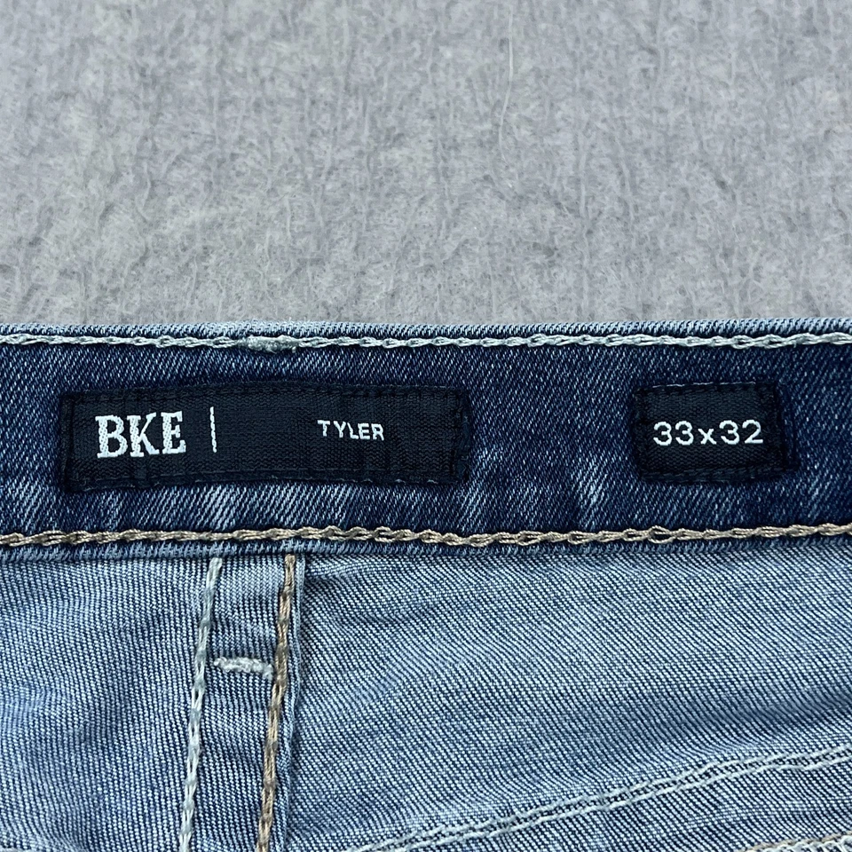 Мужские джинсы BKE Tyler 33x32 синие прямые штанины толстый шов вестерн джинсовая ткань - Изображение 3 из 4