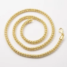 5mm Diamond-Cut Ice Link Chain 14K Yellow Gold-Plated Silver 925 Italy All Sizes