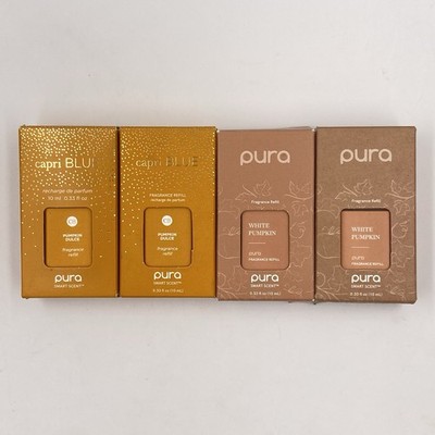 PURA Smart Scent Fragrance Refills 2 WHITE PUMPKIN + 2 Capri Blue PUMPKIN DULCE.