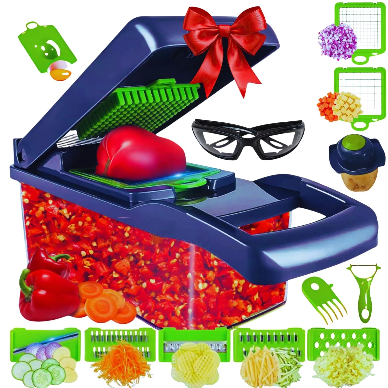 17 in 1 Vegetable Chopper Mandoline Slicer – All In One Veggie Cutter Food Gr...