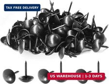 Piutouyar 200 Pcs Black Upholstery Tacks Antique Metal Thumb Tacks Round Head Up