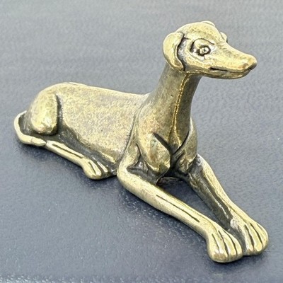 Brass Greyhound Dog Figurine Lying Down Whippet Dog Lover Gift