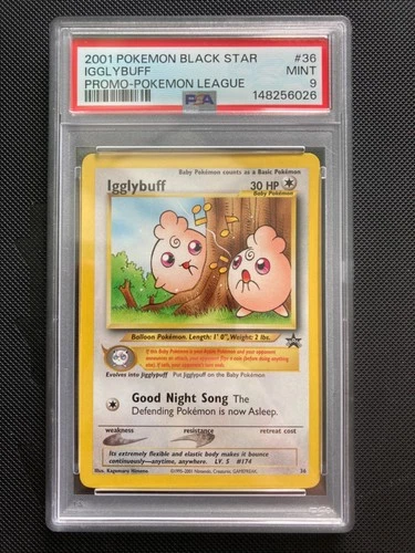 PSA 9 2001 Black Star League Promo Pokemon Card TCG Igglybuff 36 Mint WOTC