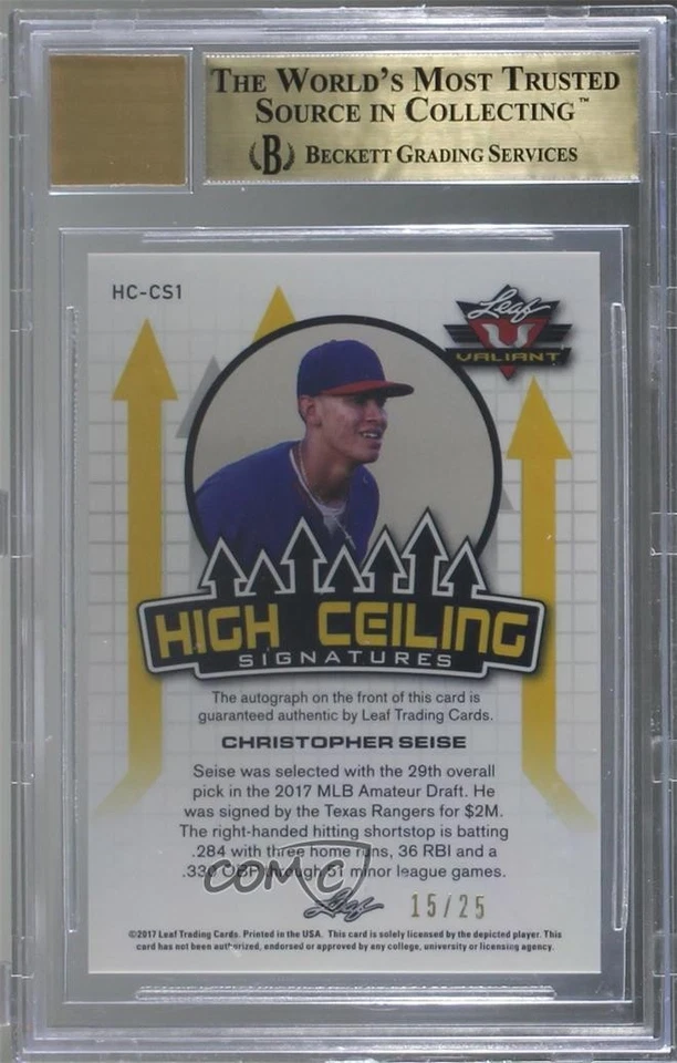 2017 Leaf Valiant Draft High Ceiling Orange /25 Chris Seise #HC-CS1 BGS 9.5 Auto - Image 2 of 2