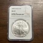 2008 American Silver Eagle Classic Brown Label NGC MS69