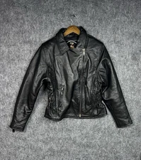 Zony Inc Black Leather Biker Moto Jacket. Zip Out Lining.  Size M Vintage
