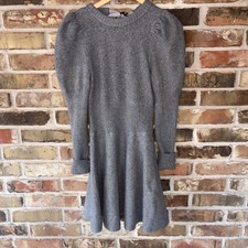 Express Dress Womens Small Gray  Sweater Fit And Flare Open Back Satin Tie Basic