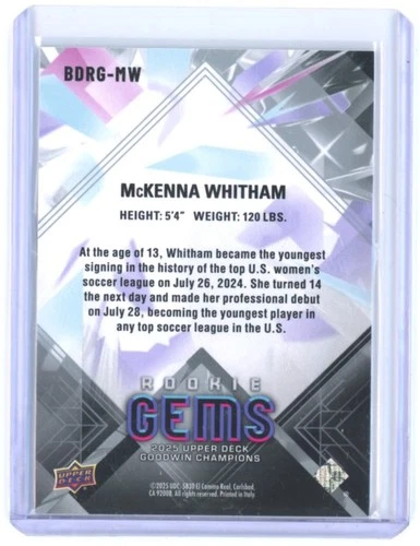 2025 Upper Deck McKenna Whitham /349 Rookie Gems Black Diamond Goodwin BDRG-MW - Bild 2 von 2