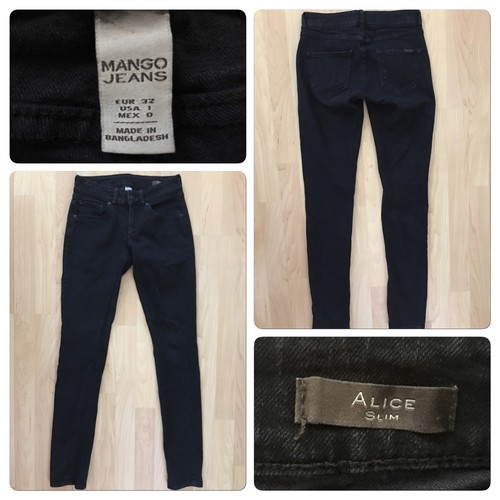 MANGO Alice Slim Size 1 Jeans Inseam 31” Elastano 1% Worn Black | eBay