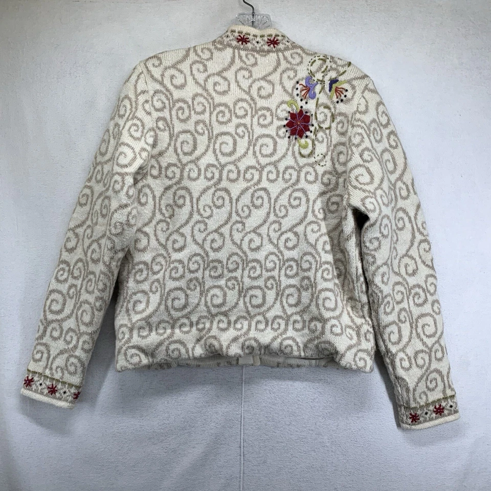 Suéter Tejido Forrado Jersey Mezcla Lana Alpaca Diseño Islandés Pequeños Botones de Metal Foto 3 de 4