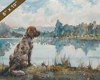 Spinone Italiano watercolor painting by a tranquil lake 8x10 Print