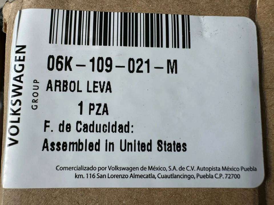 Árbol de levas de admisión genuino Golf Beetle Atlas Jetta Passat GTI GLI 2.0 1.8 2015-2018 Foto 2 de 4