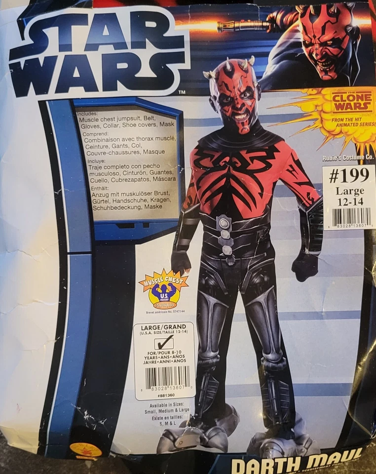 Disfraz Star Wars Darth Maul Niños Niños Grande 12-14 The Clone Wars Máscara de Halloween Foto 2 de 4