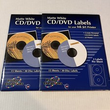 Lot Of 2 Printer Creations Matte White CD/DVD Labels For Inkjet Printers