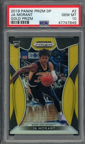 2019-20 Panini Prizm Draft Picks Ja Morant Gold /10 Rookie Card RC #2 PSA 10