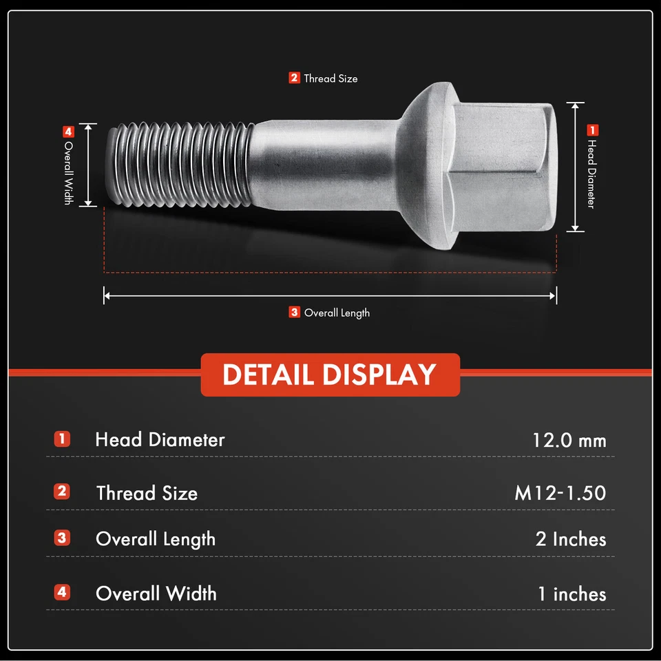 5x Perno de rueda M12-1.50 para Mercedes-Benz 190E 300CE C220 C230 CLK320 SL320 E420 Foto 2 de 4