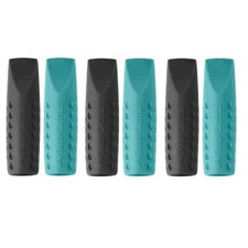 Faber-Castell Grip 2001 Eraser Rubber Pencil Cap - 6-Pack (3 Black+ 3 Turquoise)