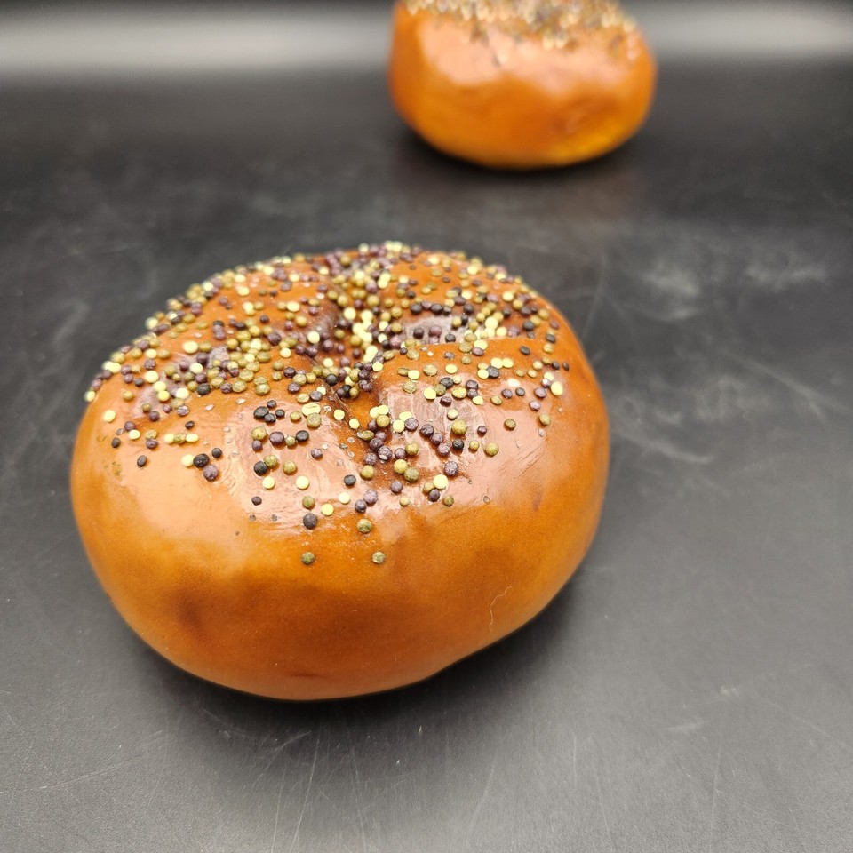 Lot of 3 Faux Seeded Bread Round Rolls Fake Food Display Rustic eBay