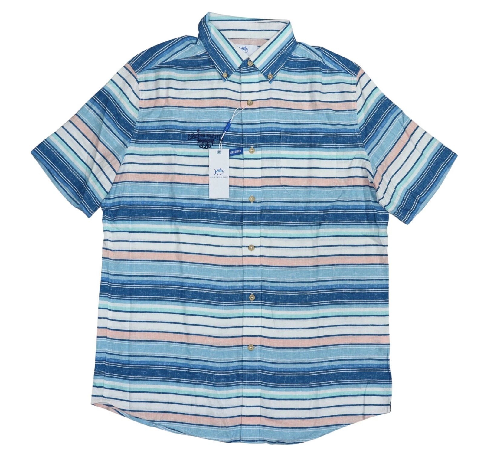 Southern Tide Useppa Island Short Sleeve Linen Blend Men's Button Down Shirt NWT