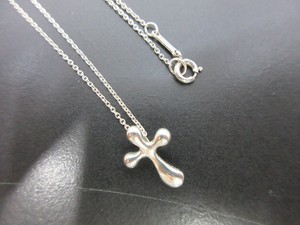 Authentic Tiffany & Co. Cross Necklace 925 Sterling Silver Good 93560