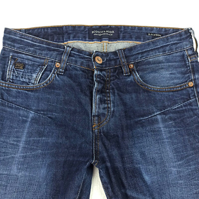 Scotch & Soda Ralston Herren Jeans W30 L32 Dunkelblau Slim Gerade Knopf Fly