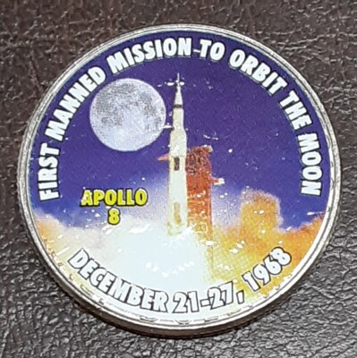Apollo 8 Mission to Moon 1968 - Colorized 2021-D Kennedy Half Dollar BU ...