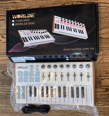 Worlde Tuna Mini White Portable 25 Key MIDI Keyboard Controller