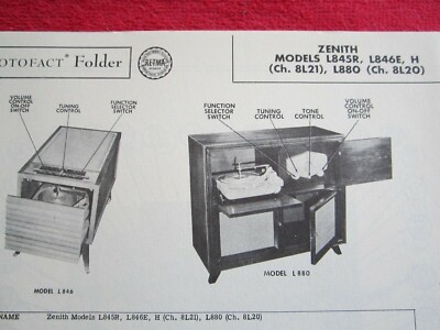 ZENITH L845R, L846E, L846H, & L880 PHONOGRAPH - RADIO PHOTOFACT