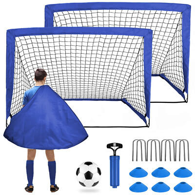 Kids Teens Portable Set of 2 Soccer Goals 4x3ft Folding Soccer Backyard Training