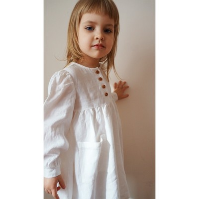 white linen dress with pockets