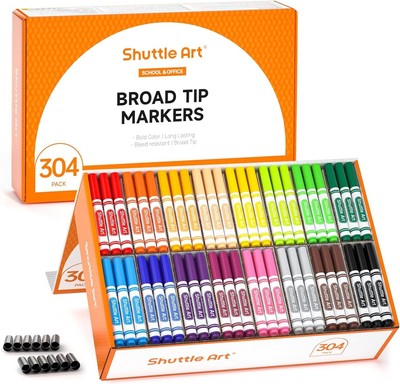 Deluxe 304 Bulk Washable Markers with Conical Tips - Perfect for Art & School