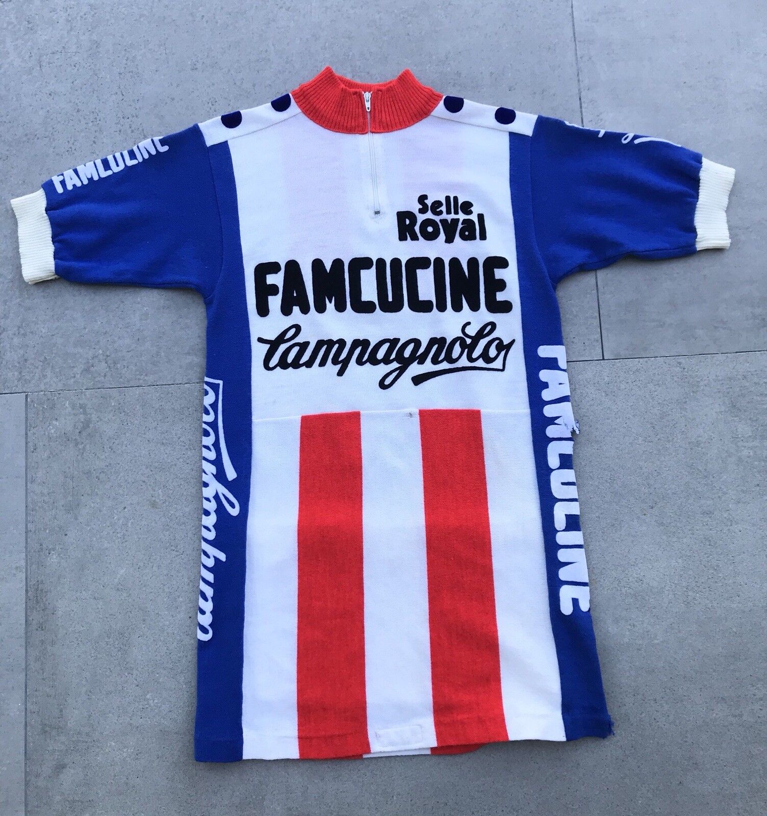 Vintage 80s Famcucine Campagnolo Wool Cycling Jersey Shirt Italy Size 1  Small