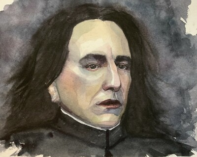 Original Watercolor Painting Professor Severus Snape Alan Rickman