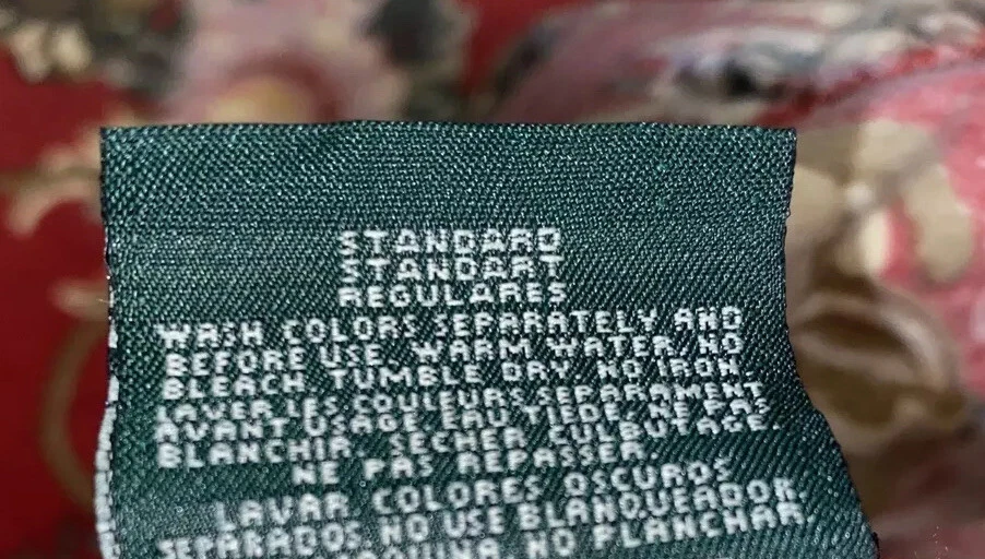 一对 Ralph Lauren Danielle 标准红色枕套花卉绿色荷叶边 — 第 3/4 张图片