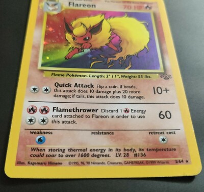 ポケモン - Flareon ブースター 1ED 1st Edition 英語版 3/64 1st Edition Flareon 3/64 Jungle - Holo - Vintage WOTC