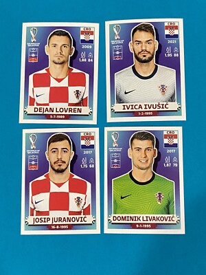 FIFA 2022 World Cup Qatar Croatia Soccer sticker lot (4) - CRO 3 4 7 8