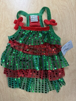 Pet Spirit Dog Red & Green Sequin Dress Small | eBay